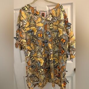 Butterfly Embroidered Sheer Top